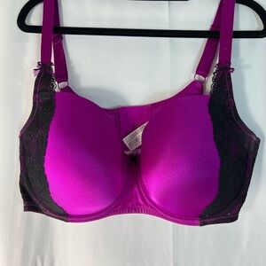 Deesse Lingerie “the Vixen” Balconette Bra -  Purple and Black  Lace Size 40DDD